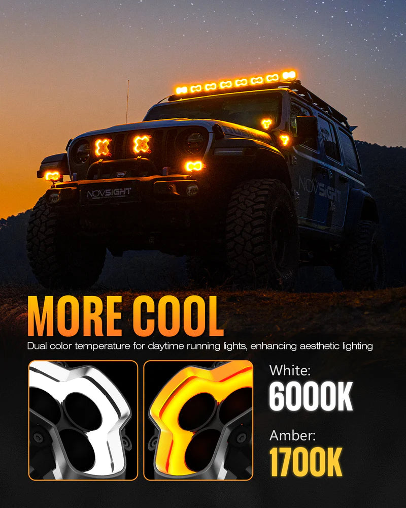 HALO Series 3インチ LED Pod Lights with DRL 48W Twin Light Kit System Pair