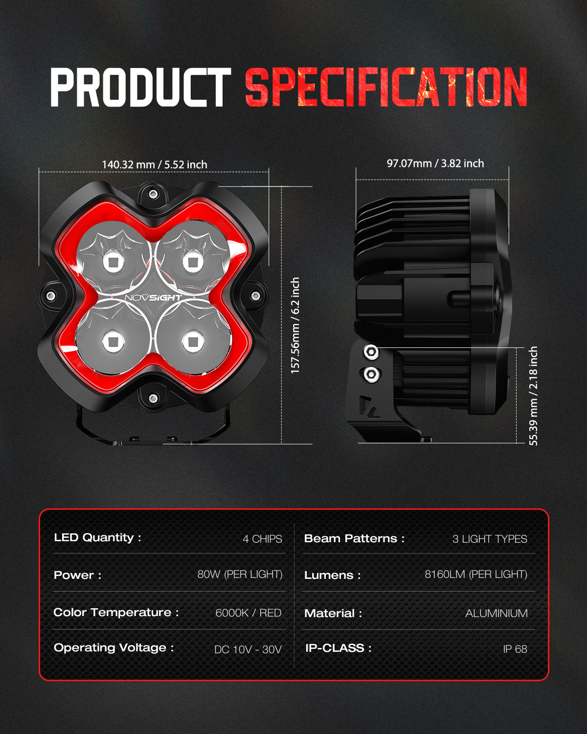 HALO SE Series 6インチ LED Pod Lights with Red and White DRL