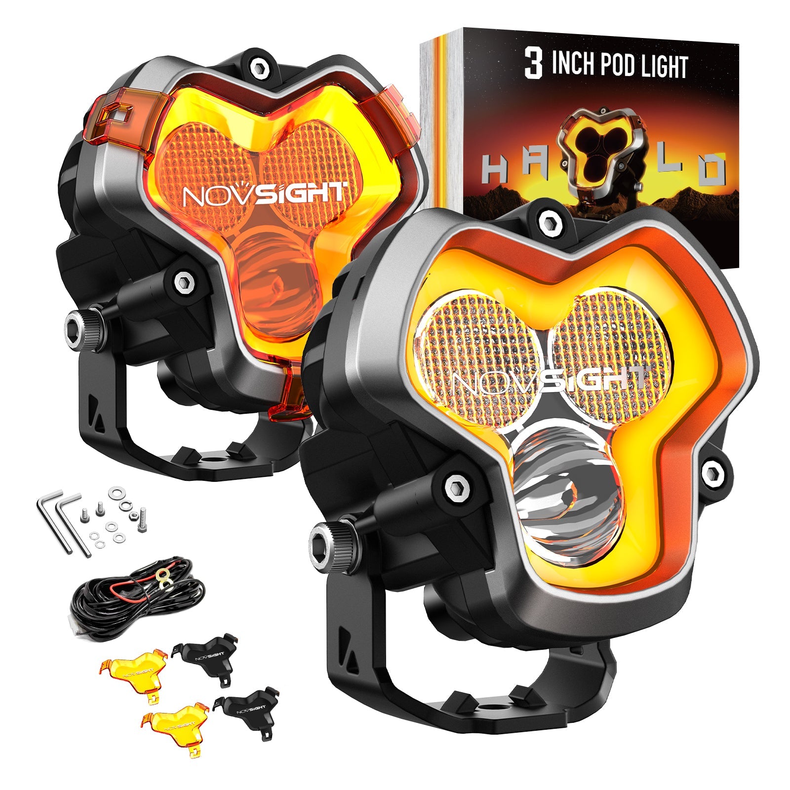 HALO Pro Series 3インチ LED Pod Lights with Dynamic DRL Modes
