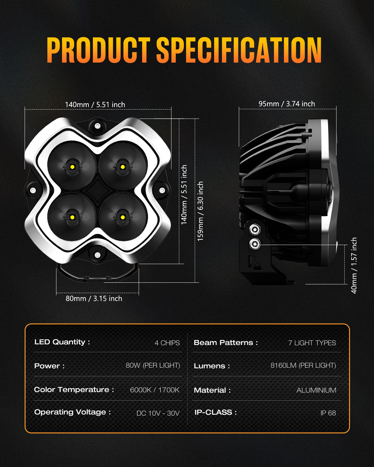HALO Pro Series 6インチ LED Pod Lights with Dynamic DRL Modes