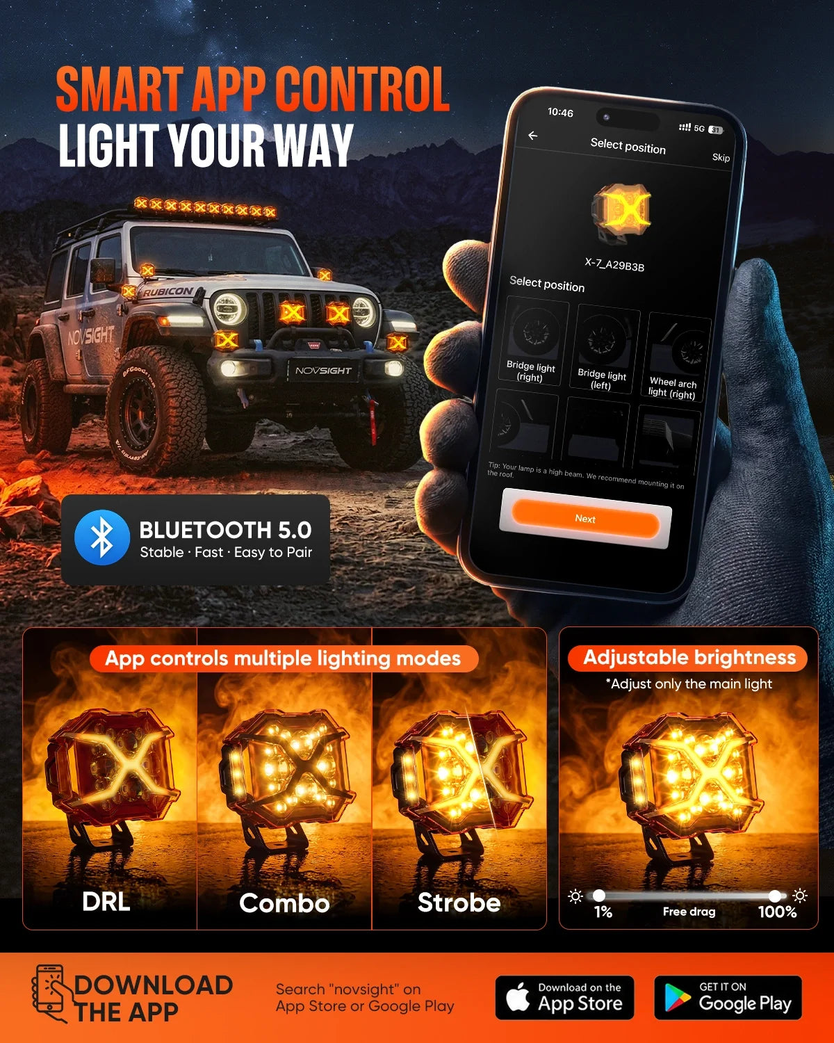 X-Series | 7 Inch Off-Road LED Pod Lights with Animated X DRL — 3-in-1 Beam (set)