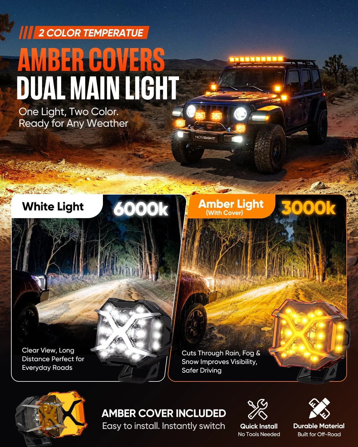 X-Series | 7 Inch Off-Road LED Pod Lights with Animated X DRL — 3-in-1 Beam (set)