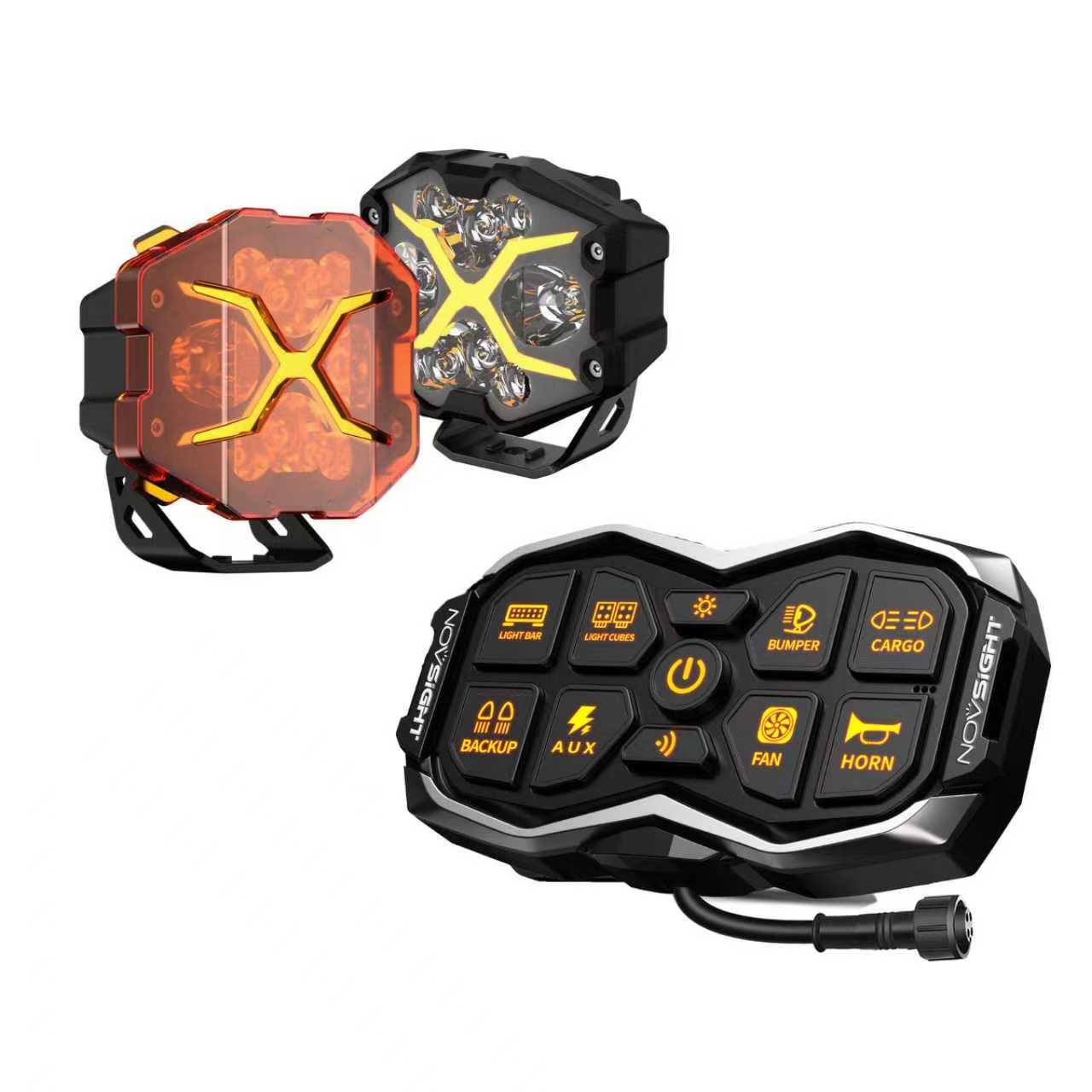 X-Series 4インチ LED Off-road Pod Light Driving Beam with Voice-Controlled Switch Panel 8 Circuits