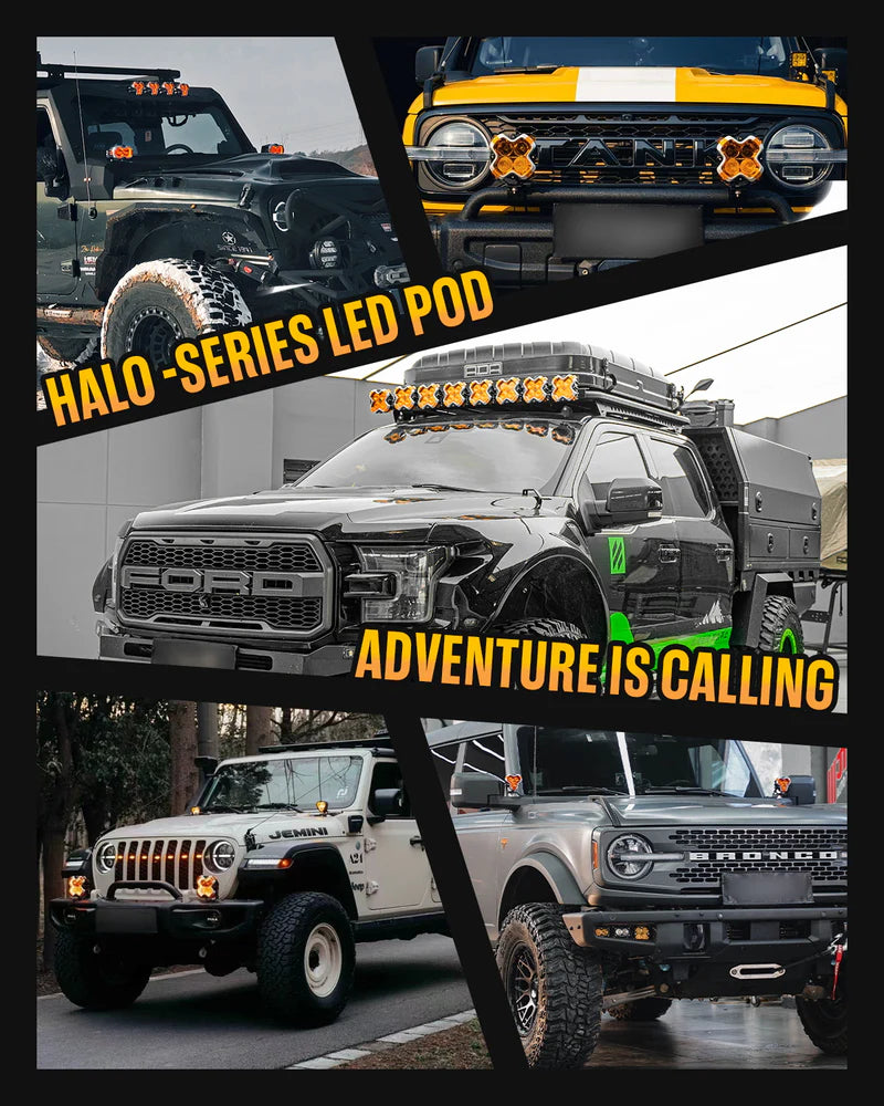 HALO Series 3インチ LED Pod Lights with DRL 48W Twin Light Kit System Pair