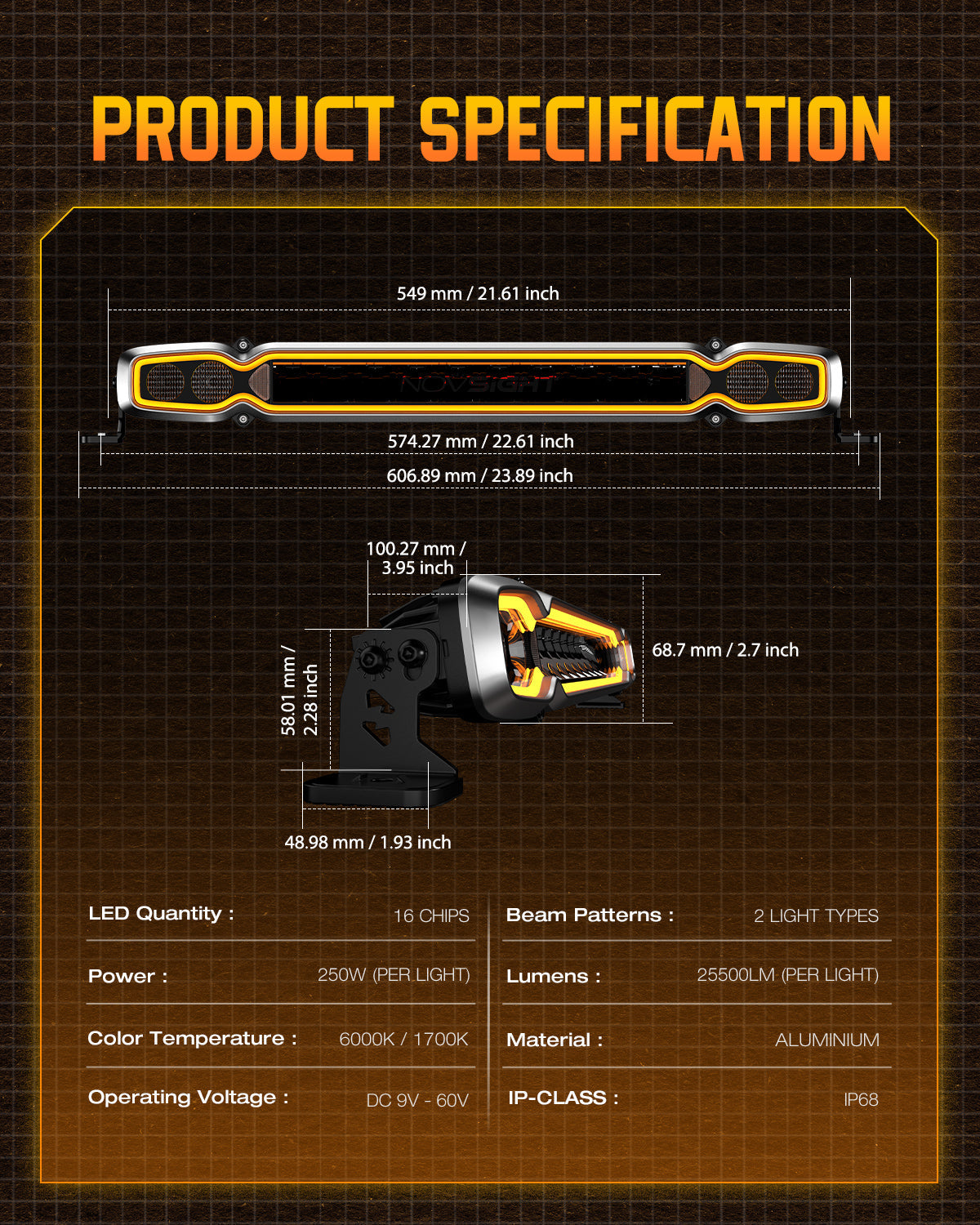HALO Pro Series 20インチ LED Light Bar with Dynamic DRL Modes