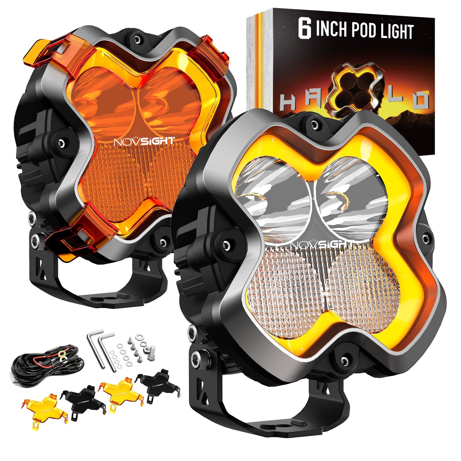 HALO Pro Series 6インチ LED Pod Lights with Dynamic DRL Modes