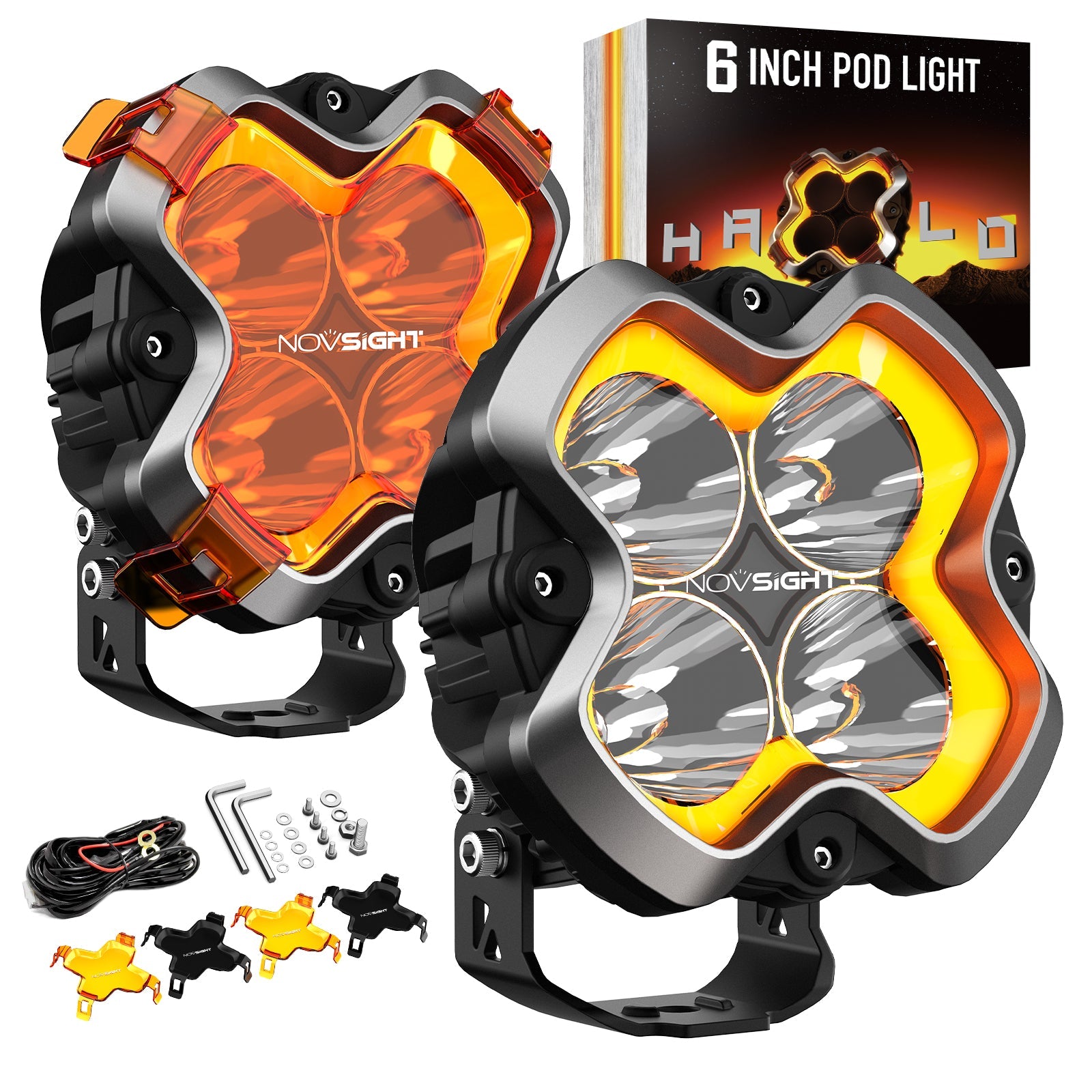 HALO Pro Series 6インチ LED Pod Lights with Dynamic DRL Modes
