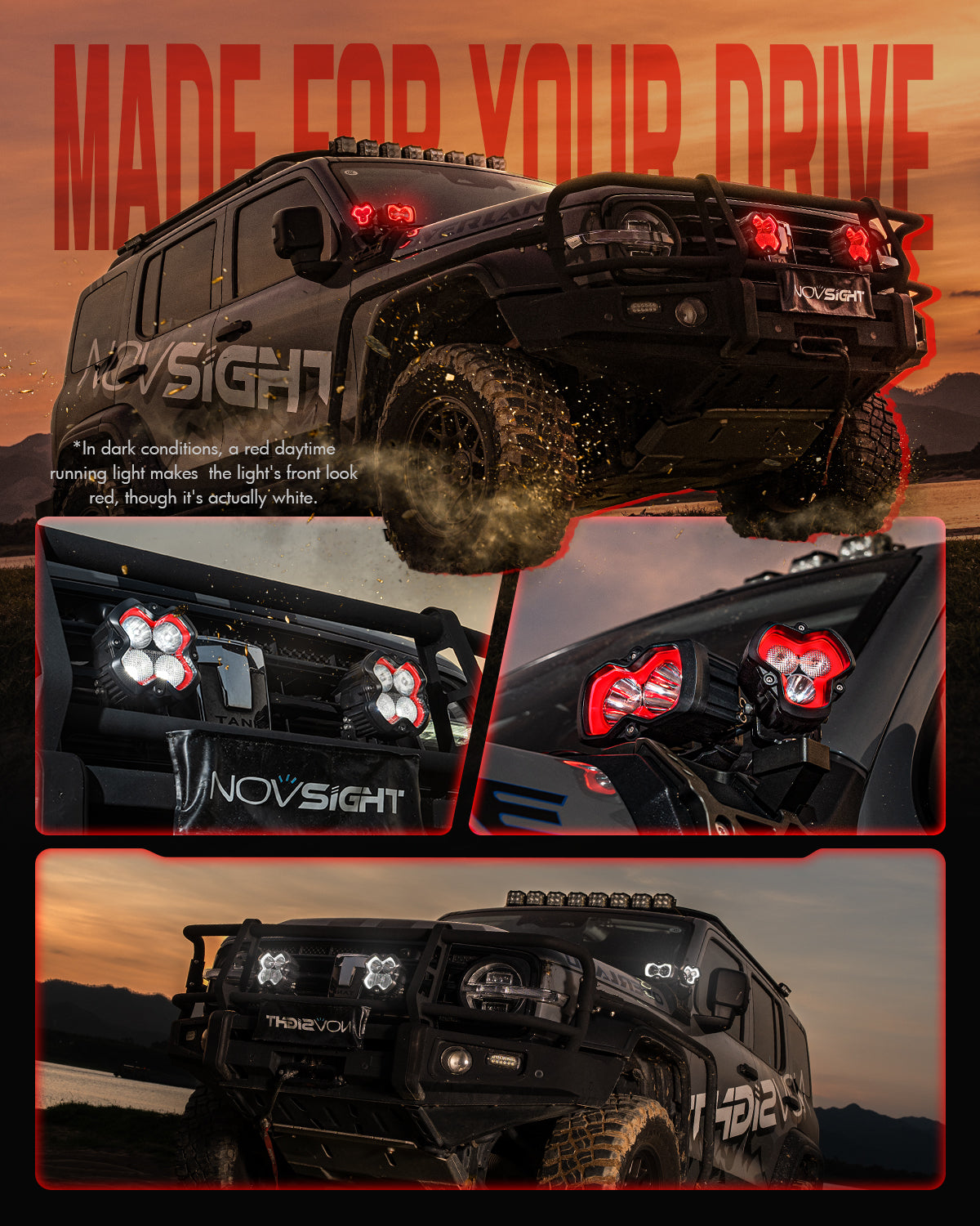 HALO SE Series 4.5-inch LED Pod Lights with Red and White DRL
