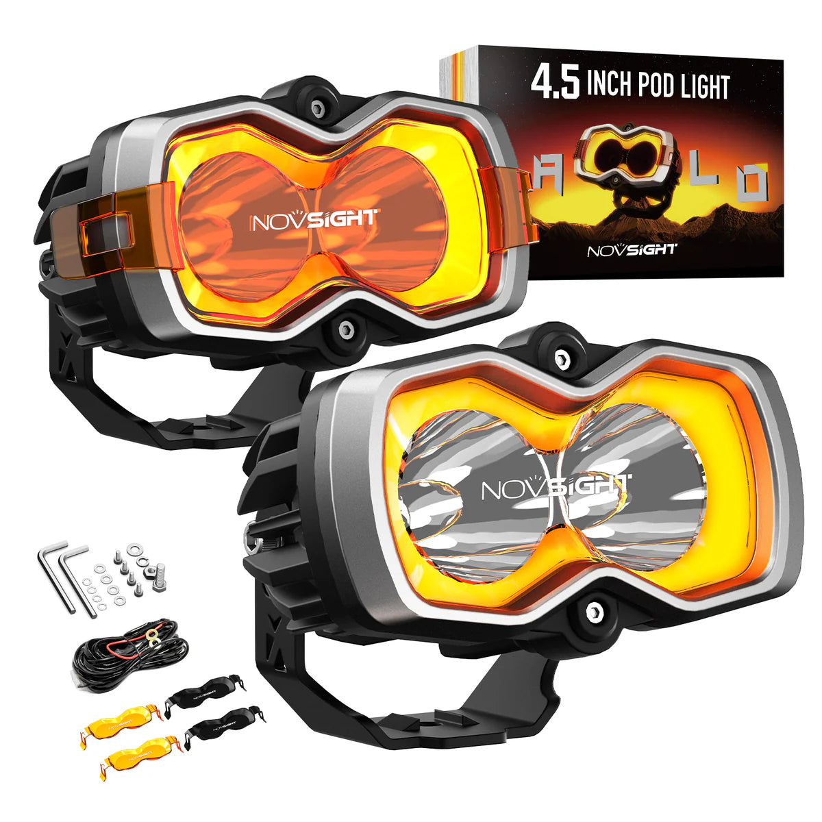 HALO Series 4.5インチ LED Pod Lights with DRL 35W Twin Light Kit System Pair