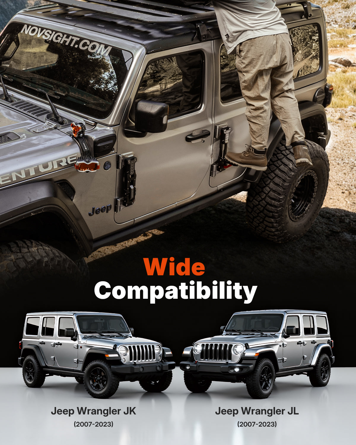 Side Door Step Folding Foot Pedal For Jeep Wrangler JL/JK 2007～